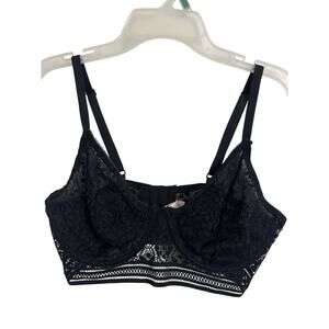 Xhiliration Black Sheer Lace Unlined Bra Size 34D Underwire Whimsigoth